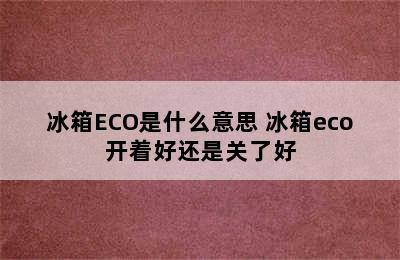 冰箱ECO是什么意思 冰箱eco开着好还是关了好